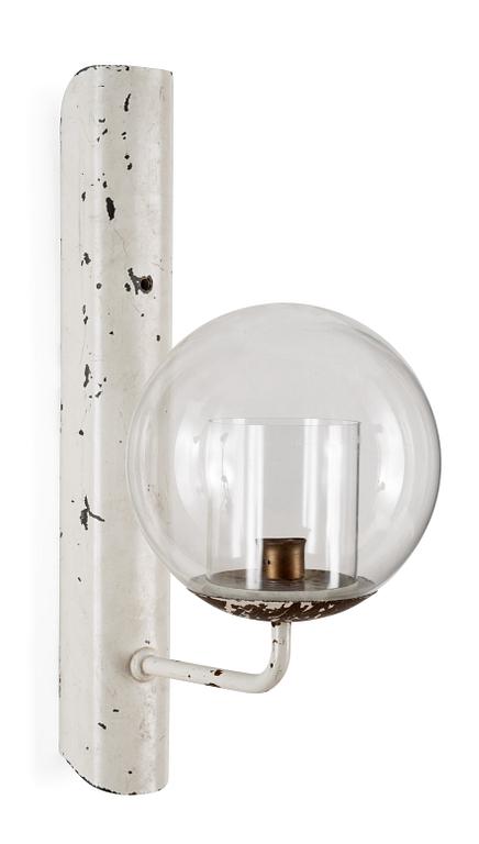 An Alvar Aalto lacquered metal wall light for the Paimio Sanatorium, Taito Oy, Finland ca 1932.