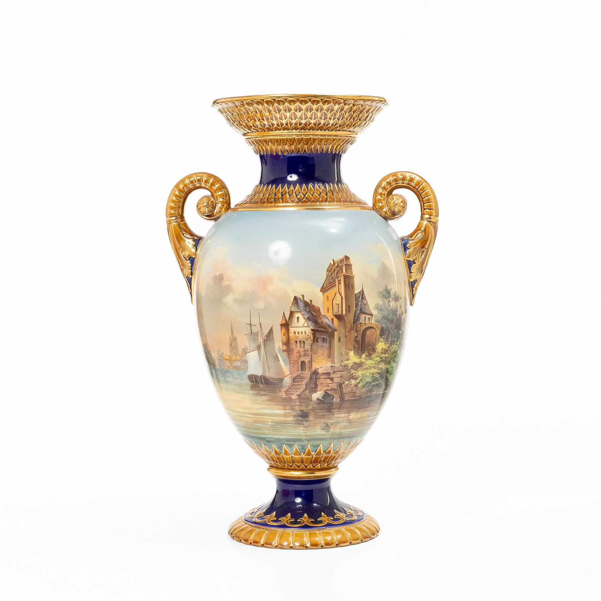 A creamware decorative urn, Rörstrand, Sweden, 1980-1920.