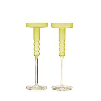 86. A pair of Nanny Still 'Tzarina' glass candlesticks, Riihimäen Lasi Oy, Finland 1964-66.