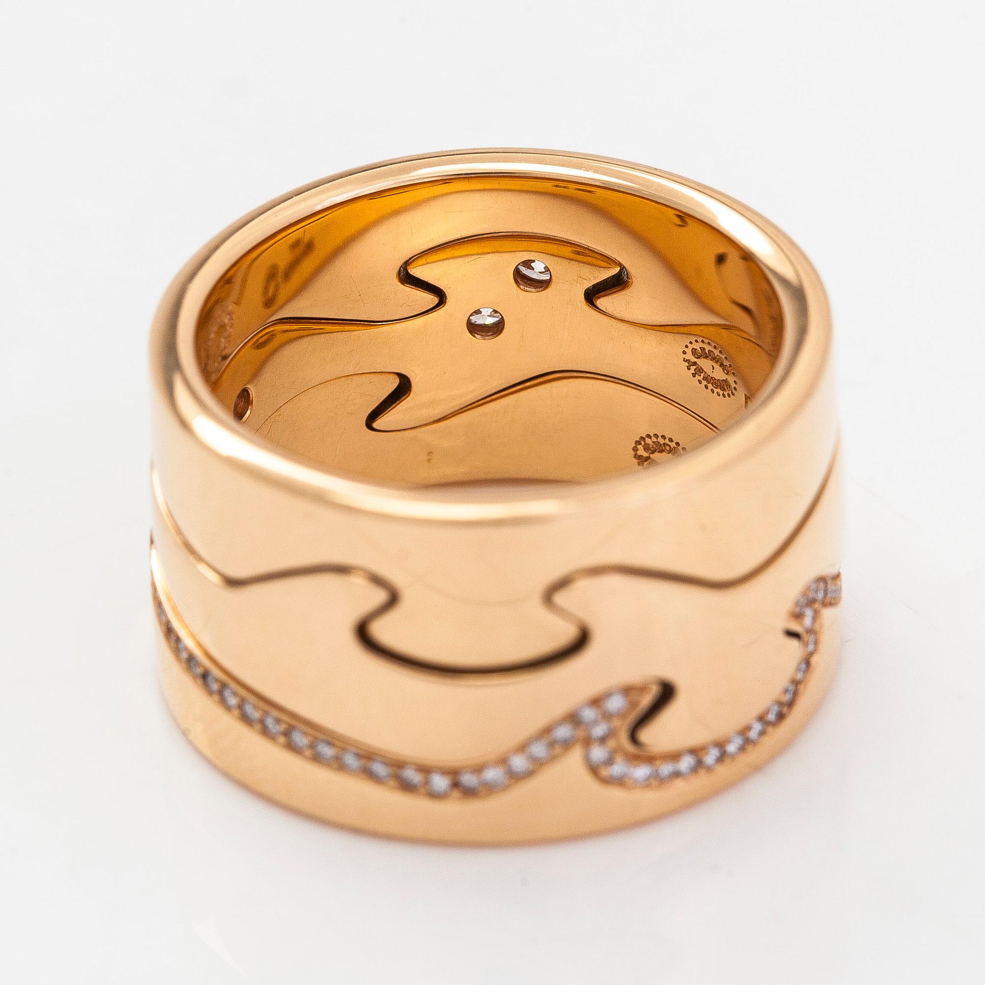 Georg Jensen, ring, "Fusion", 3 st, 18K roséguld med diamanter totalt ca 0.34 ct.