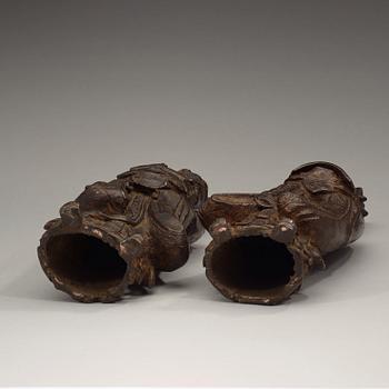 Two bronze figures of guradians, Ming dynasty (1368-1644).
