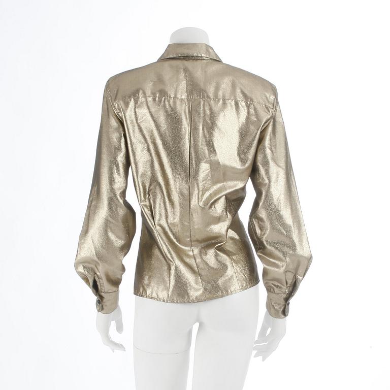 CHRISTIAN DIOR, a goldlamé jacket / shirt. Size 8.