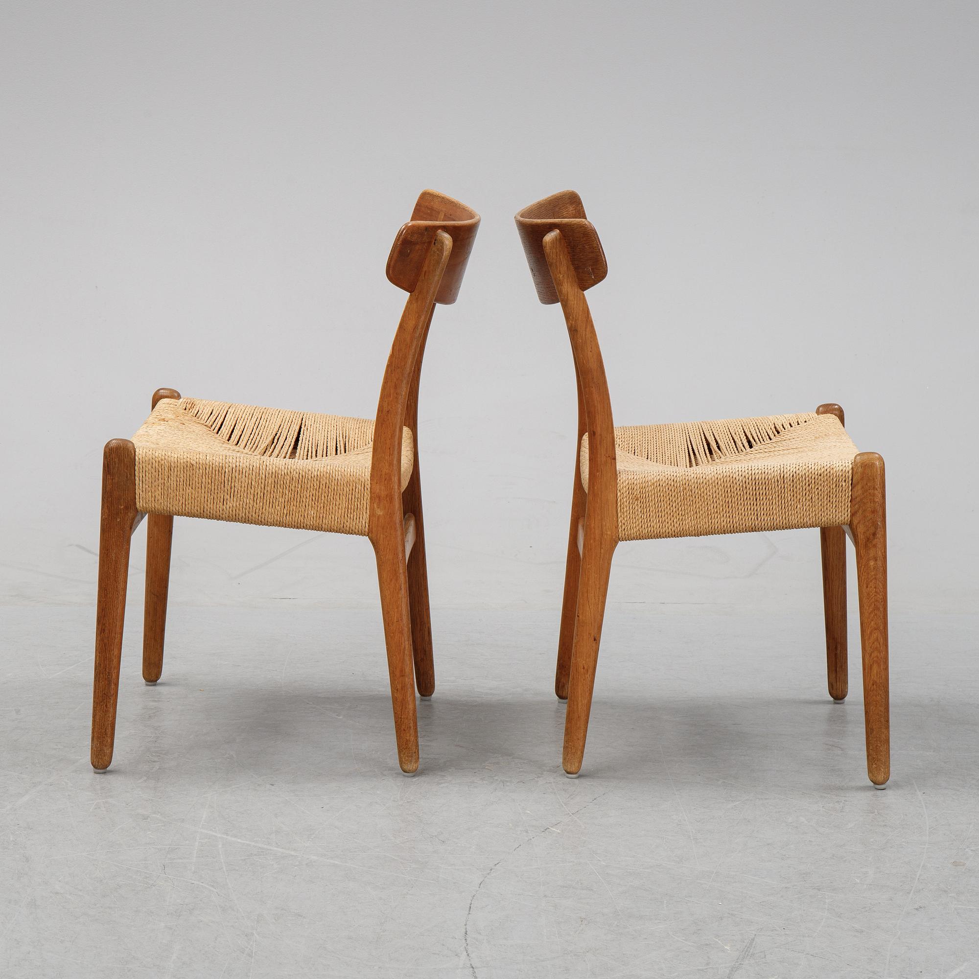 Six matched model CH-23 'Spisestolen' chairs by Hans J Wegner for Carl Hansen & Son, designed 1951.