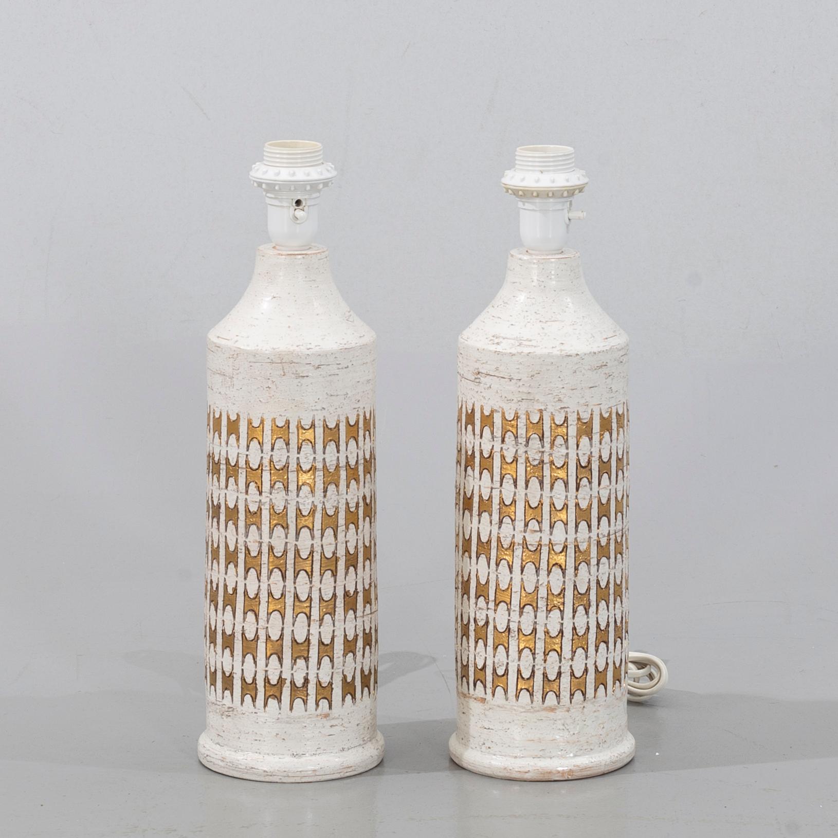 A PAIR OF TABLE LAMPS, Bitossi, Bergboms, 1960's.
