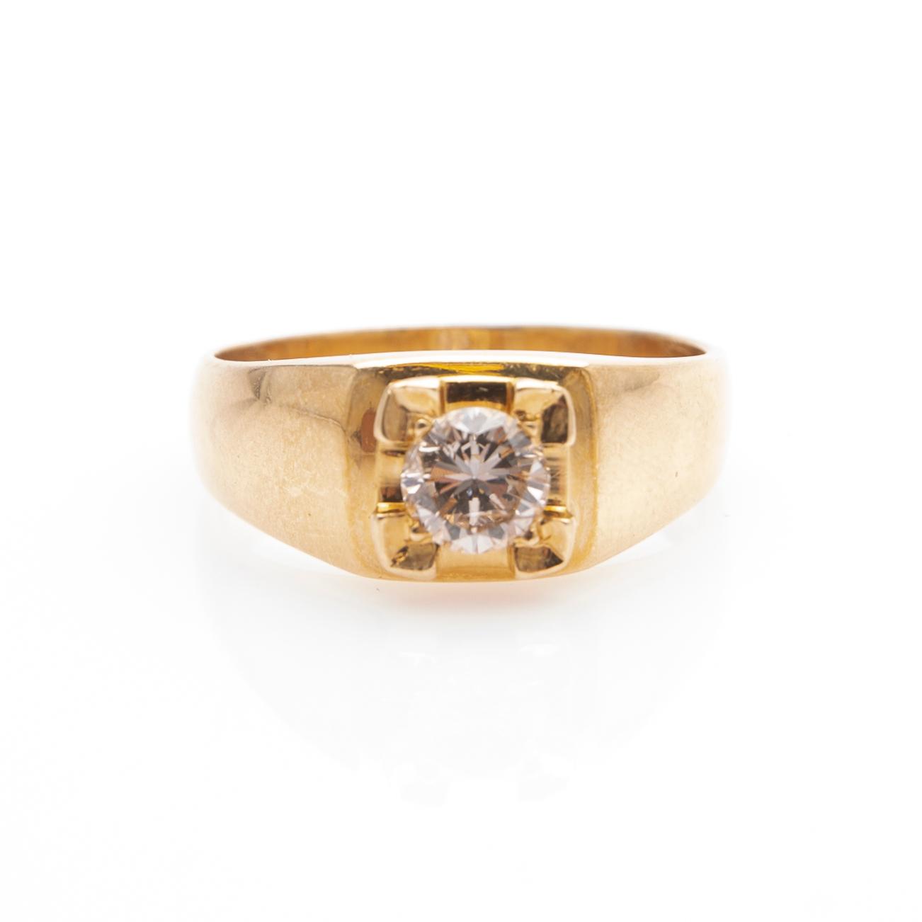 Ring, 18K gold with brilliant-cut diamond.