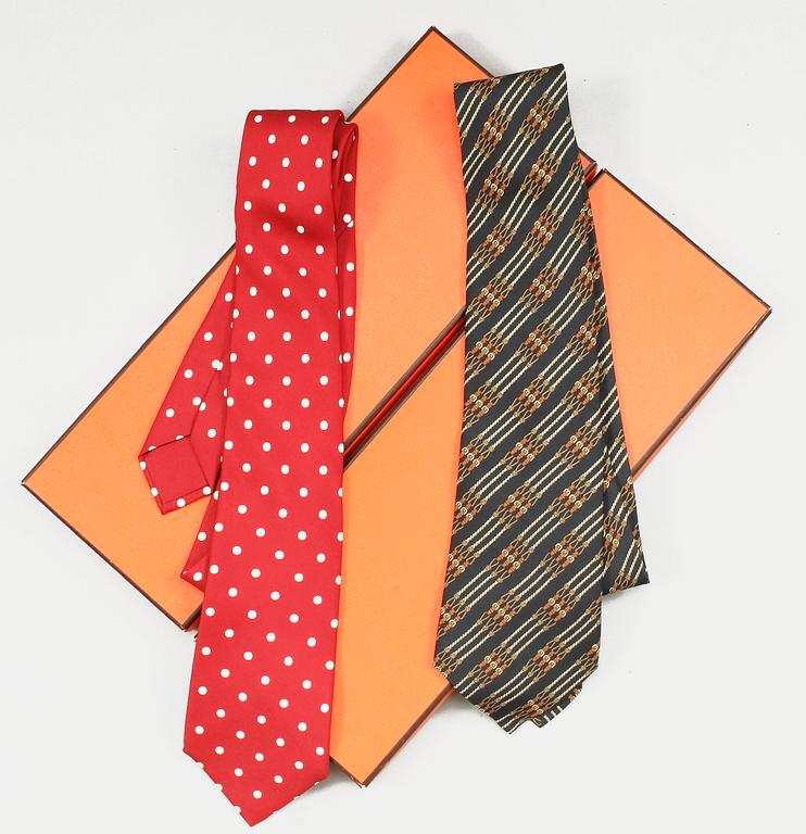 A set of two silk ties by Hermès.