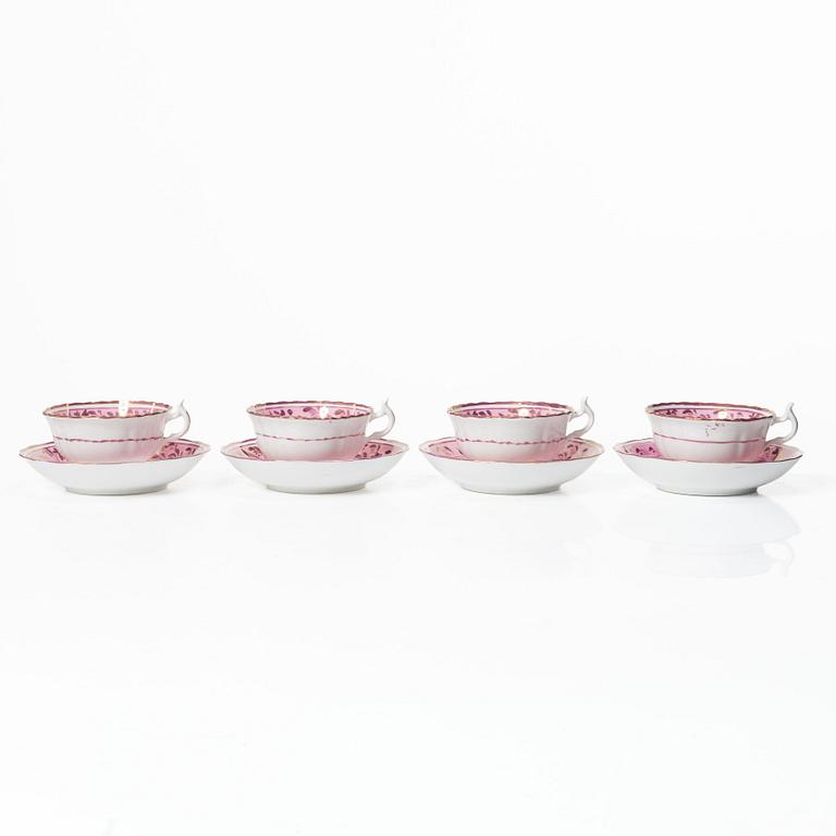Twelve cups and saucers, England, 19th century.
