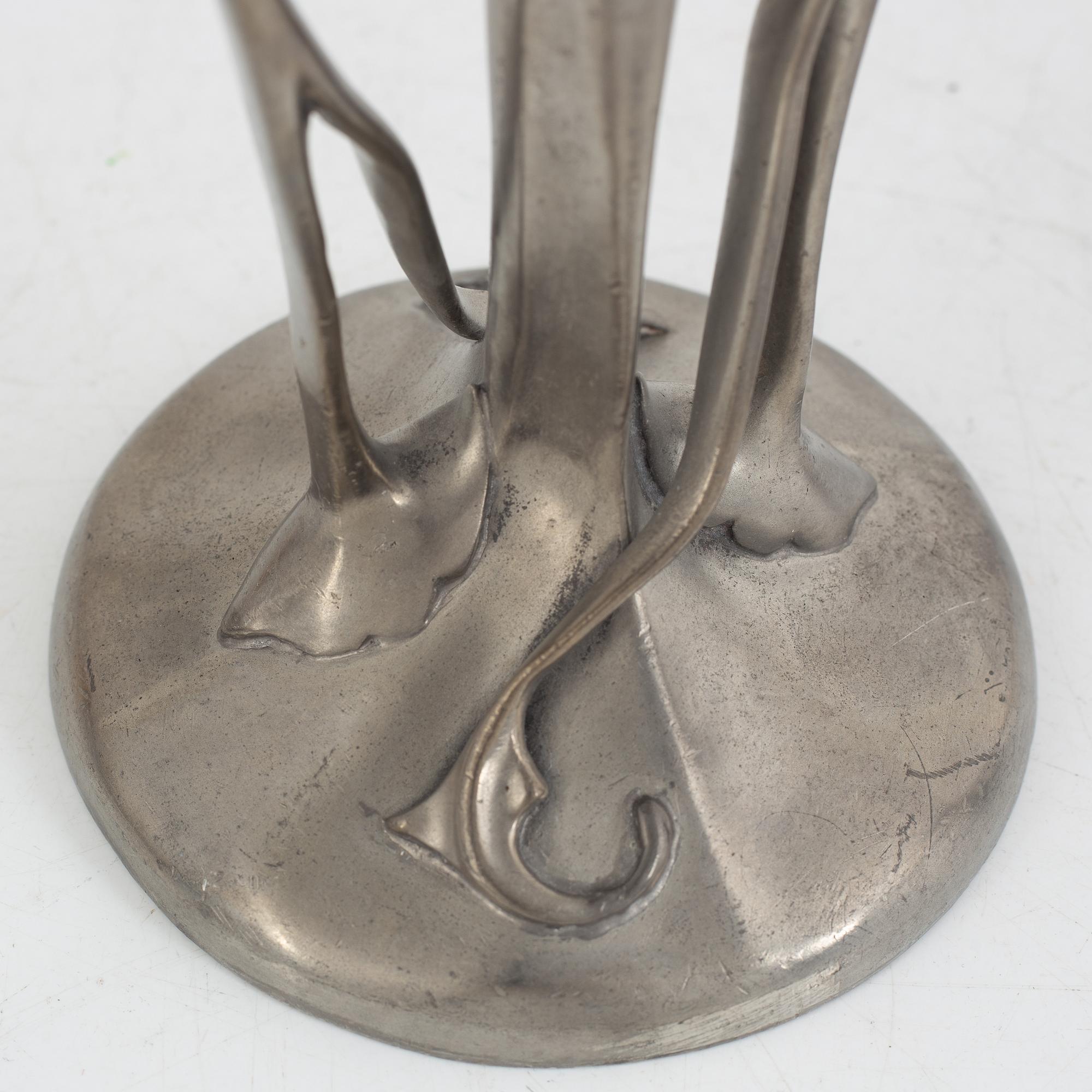 A pair of model 029 Art Nouveau pewter vases, Liberty & Co, Tudric, England, early 20th Century.