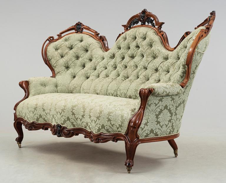 SALONGSGRUPP, 5 delar, nyrokoko, 1800-talets slut.