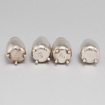 Mogens Bjørn-Andersen, salt och pepparkar, 4 st, silver, Bornholm.