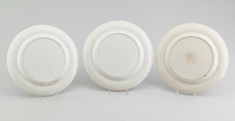 TALLRIKAR, 3 st, flintgods, England, 1800-talets första hälft.