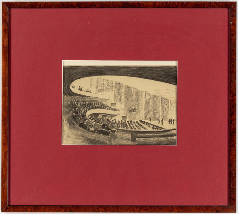 FASADER/INTERIÖRER, 4 st, akvareller, 1900-tal.