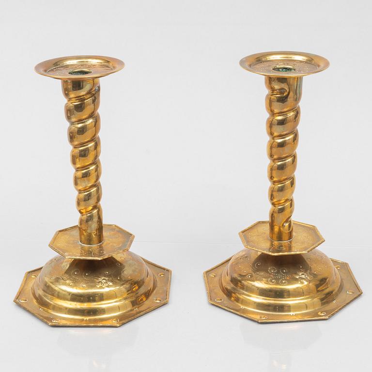 Ljusstakar, ett par, barockstil, Svängsta, omkring år 1900.