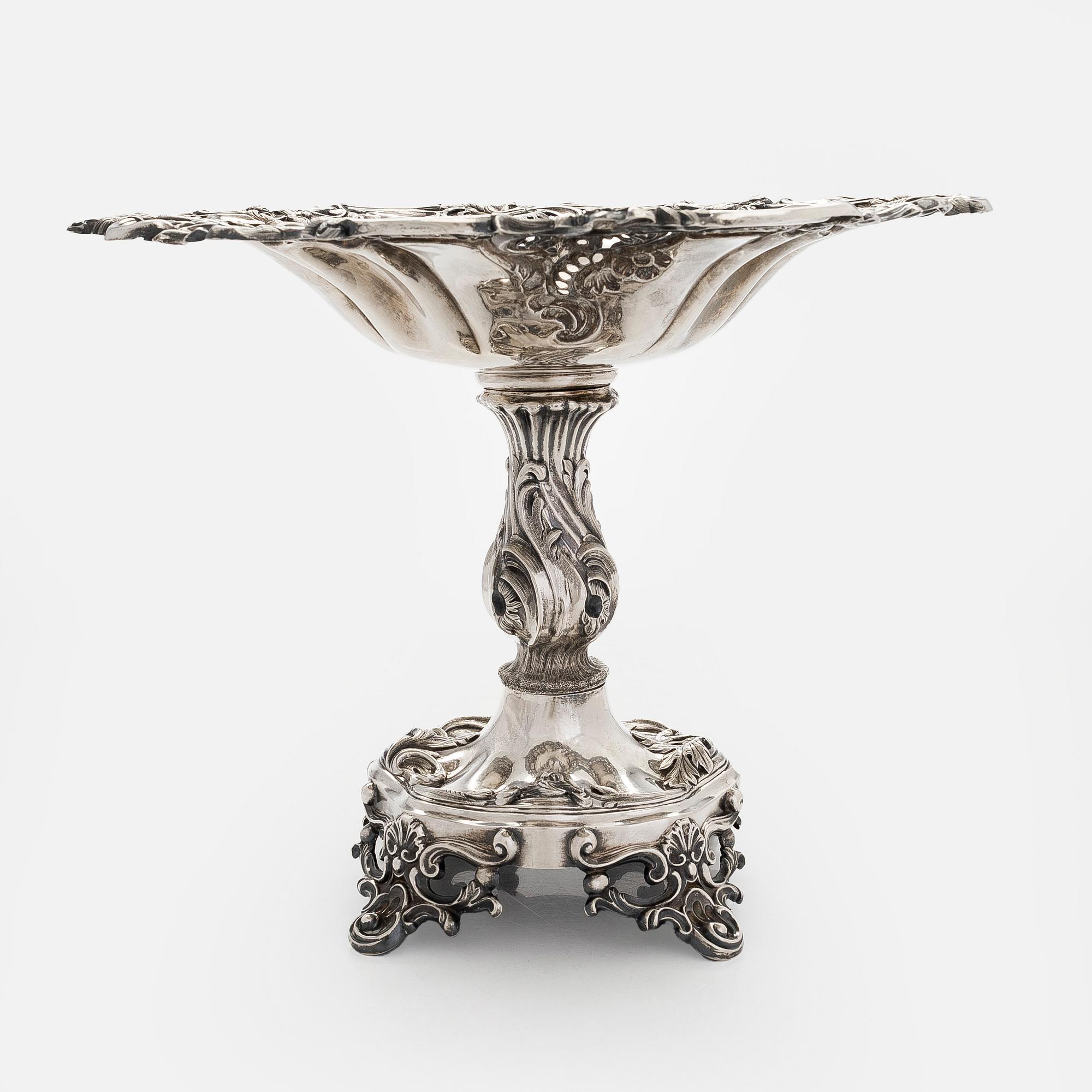 A neo-Rococo silver centrepiece bowl, Gustav Möllenborg Feron, Stockholm  1854.