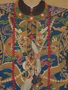A painting of a high ranking noble woman, Qing dynasty, 19th century. Anonymous artist.