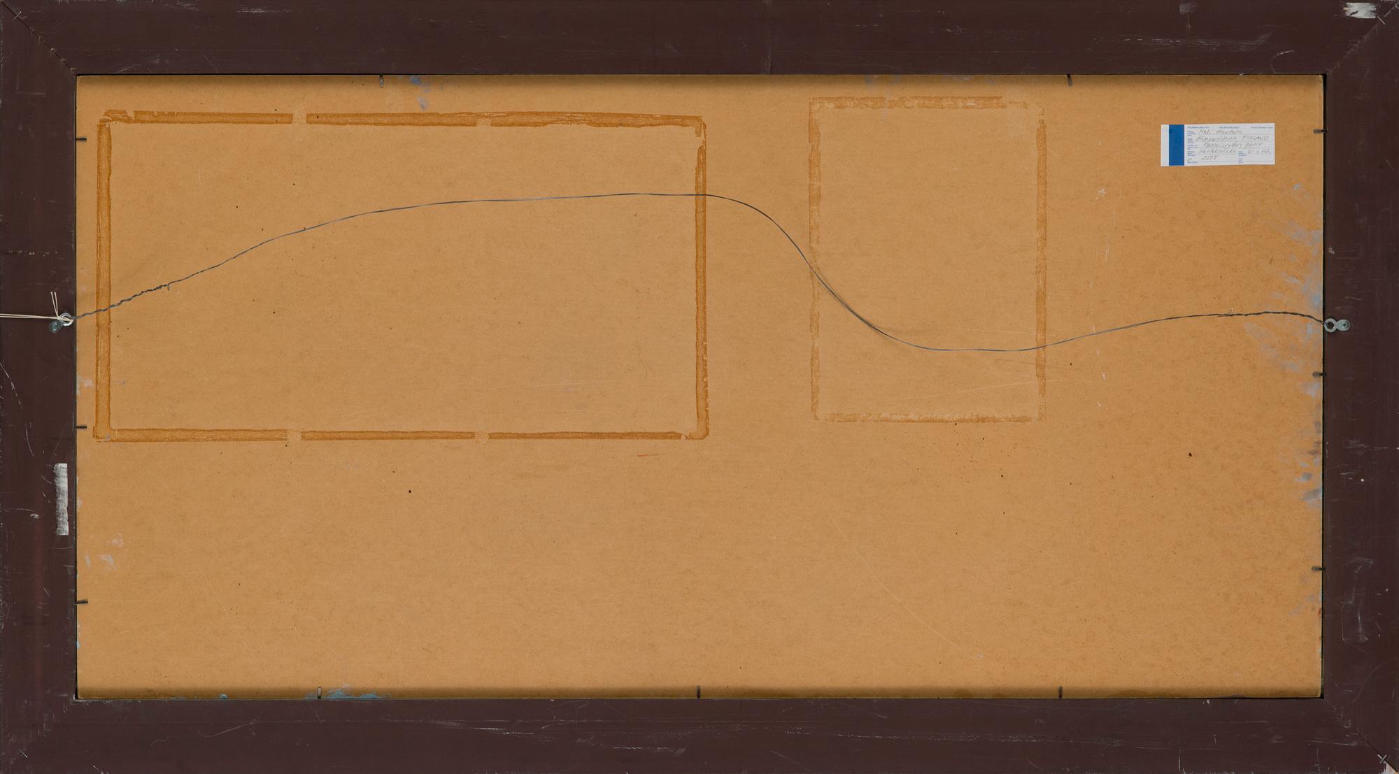 Heli Huotala, blandteknik på pannå, signerad.