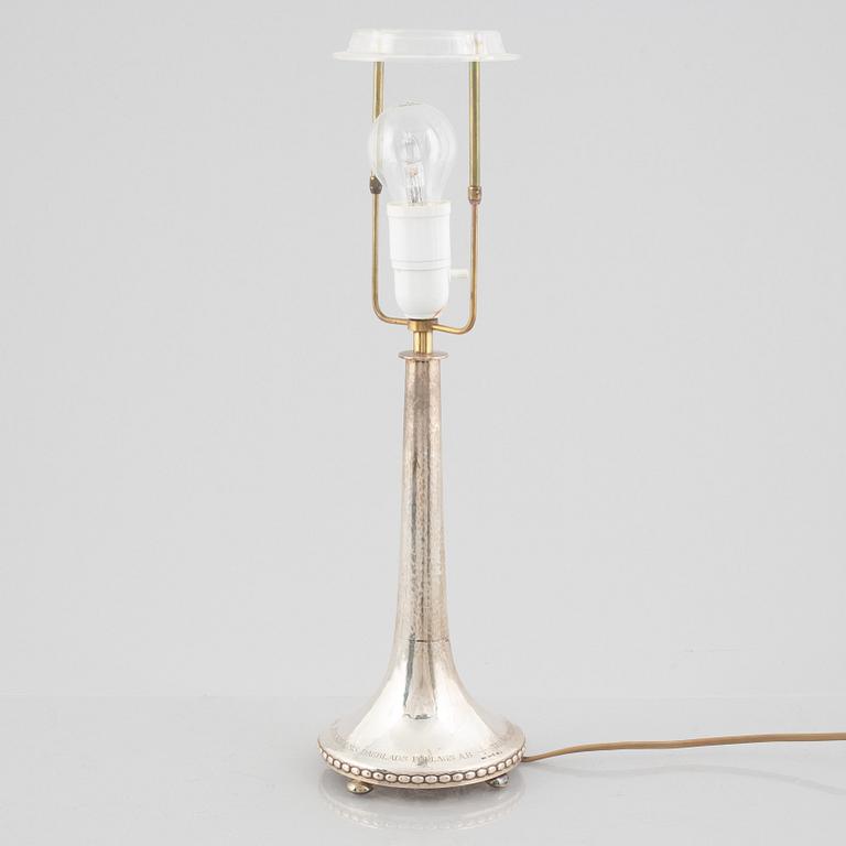A Swedish silver table lamp, mark of C.G. Hallberg, Stockholm 1929.