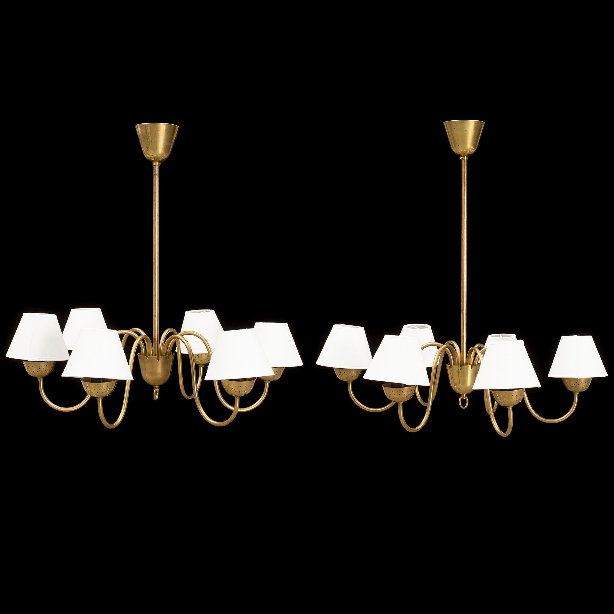 A pair of 1940s ceiling lights, Swedish Modern.