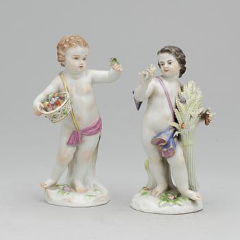 FIGURINER, ett par, porslin, Meissen, 1900-tal.