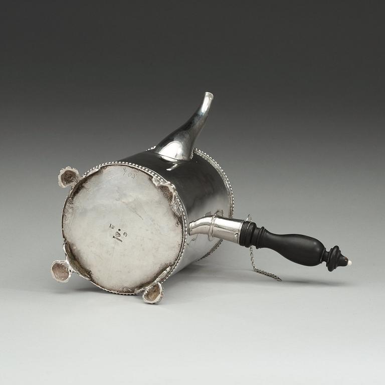 A Swedish 18th century silver coffee-pot, makers mark of Petter Eneroth, Stockholm 1791.