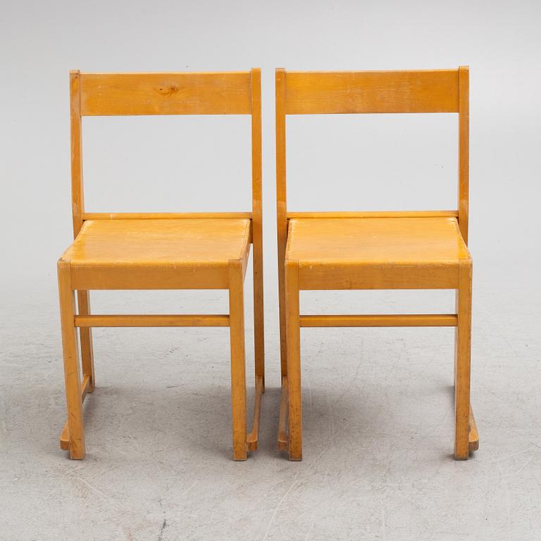 Chairs, 6 pcs, known as "Orkesterstol", assembled by Monteringsfabriken Dala-Järna.