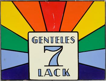 REKLAMSKYLTAR, 2 st, plåt och emalj, Genteles, 1940-tal.