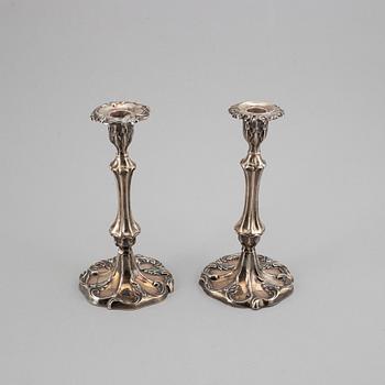 A pair of silver candlesticks, mark of Gustaf Möllenborg, Stockholm 1856.