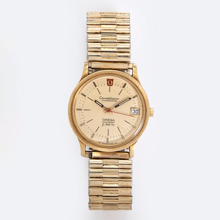 Omega, Constellation, Electronic ( f300Hz), armbandsur, 18K guld, stämgaffel,  plexiglas, ca 1970.