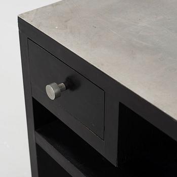An Uno Åhrén black lacquered birch and pewter side table, Svenskt Tenn, Stockholm ca 1930.