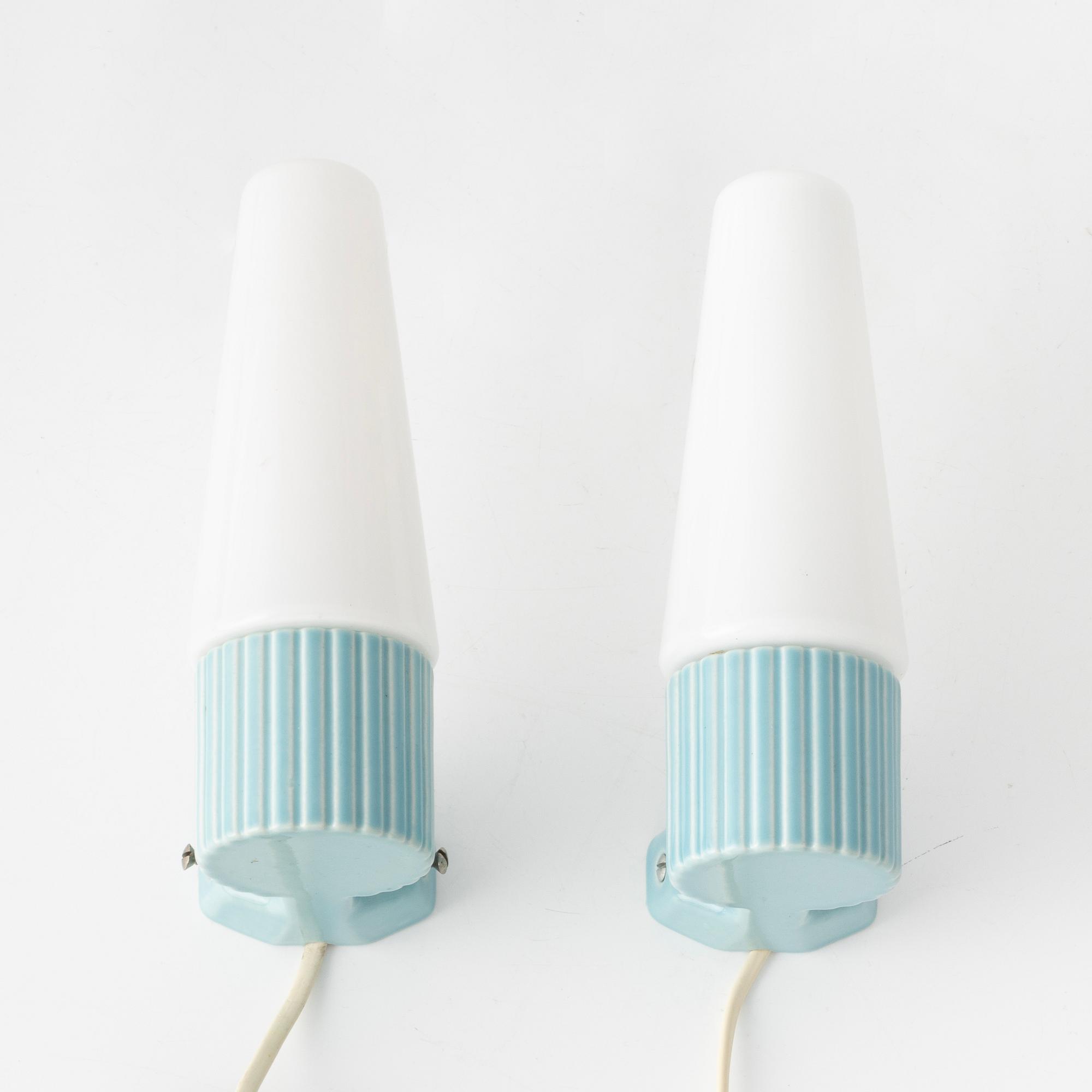 Hans-Agne Jakobsson, a  pair of wall lamps/bathrooms lamps, IFÖ, Sweden, 1960's.