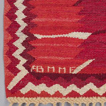 Barbro Nilsson, A CARPET, "Strålblomman, röd", flat weave, ca 313,5 x 200-202,5 cm, signed AB MMF BN.