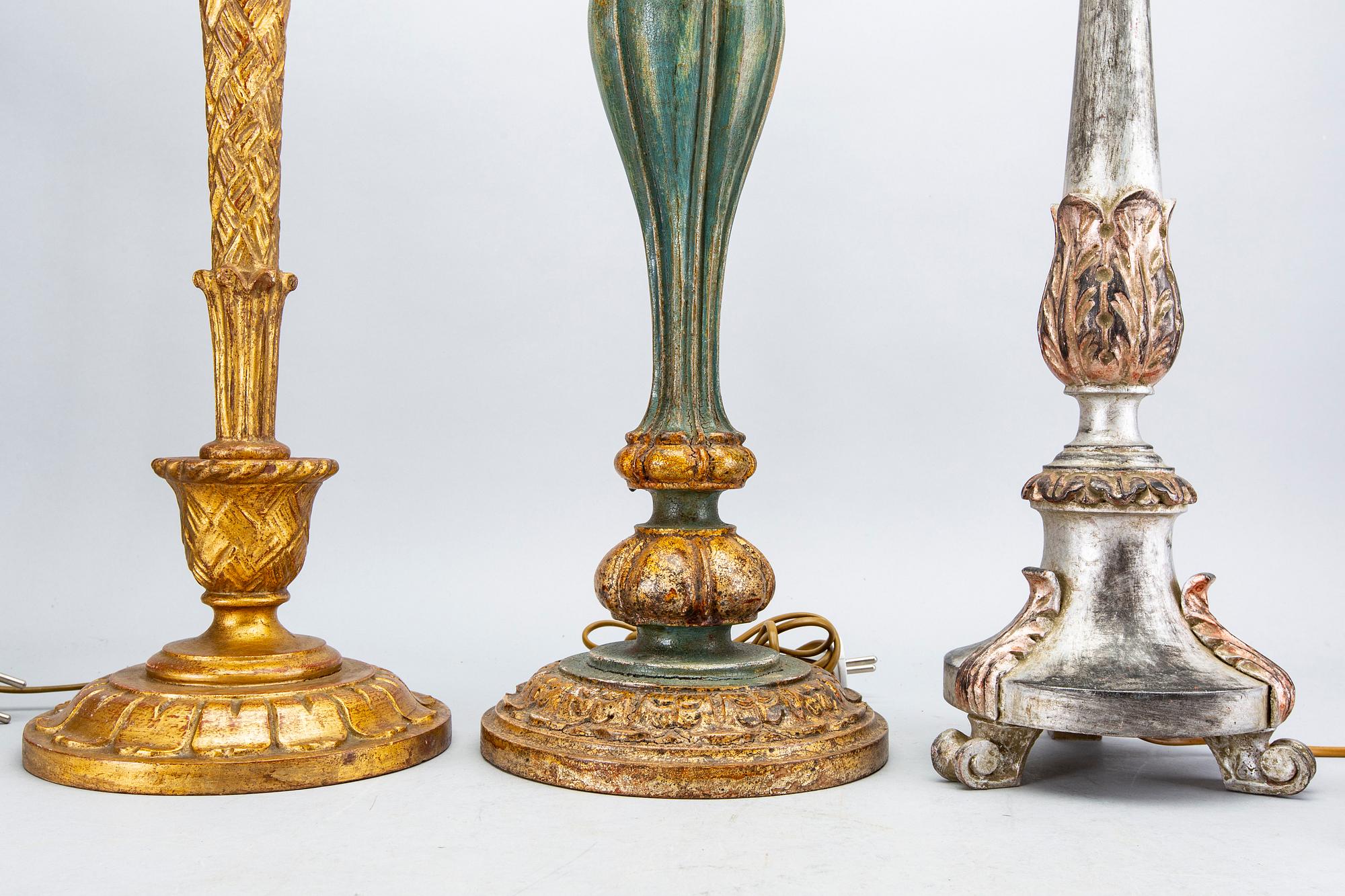 Bordslampor, 3 st, Paoletti, Florens Italien, 1900-talets andra hälft.