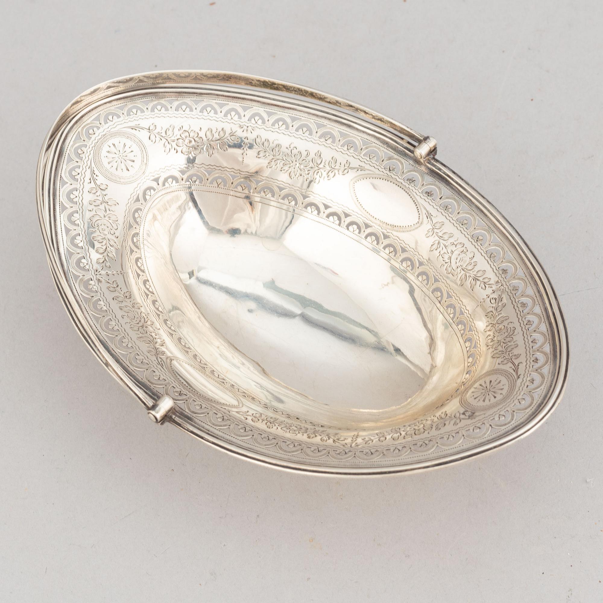 Hester Bateman, konfektkorg, silver, London 1789.