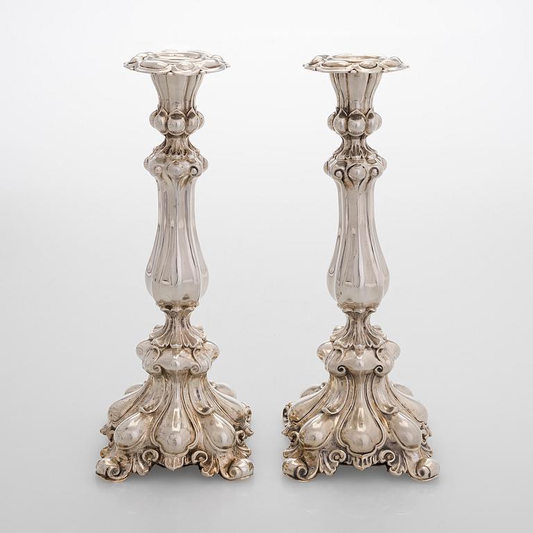 A pair of candelsticks, Finnish import mark by Hugo Grün, Helsinki 1928.