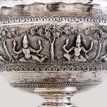 TEA POT and BOWL, silver, India late 19th century, weight 430g and 880g.