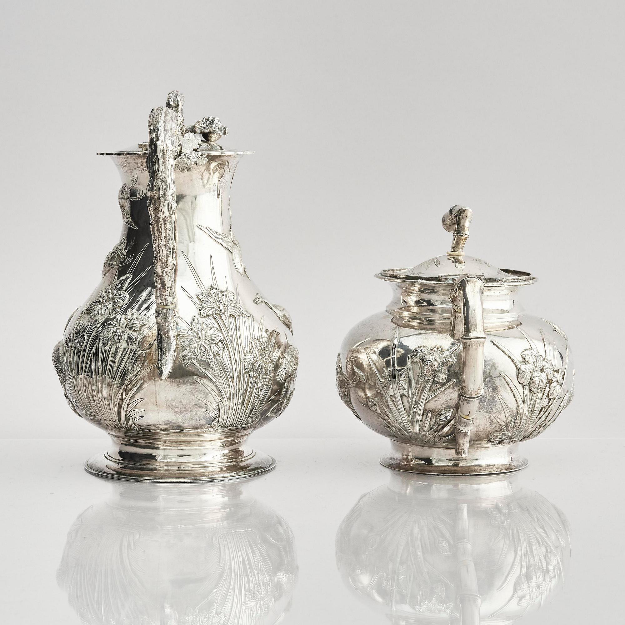 A fine Chinese Export silver tea and coffee service, Sing Fat, early 20th century.