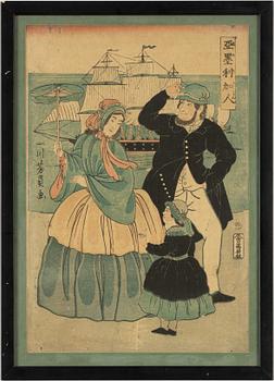 Utagawa Yoshikazu, träsnitt, 1800-tal.