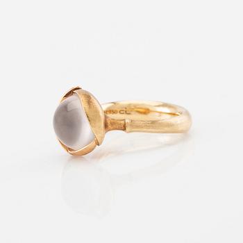 Ole Lynggaard, Ring "Lotus" 18K gold with cabochon-cut white moonstone, design Charlotte Lynggaard.