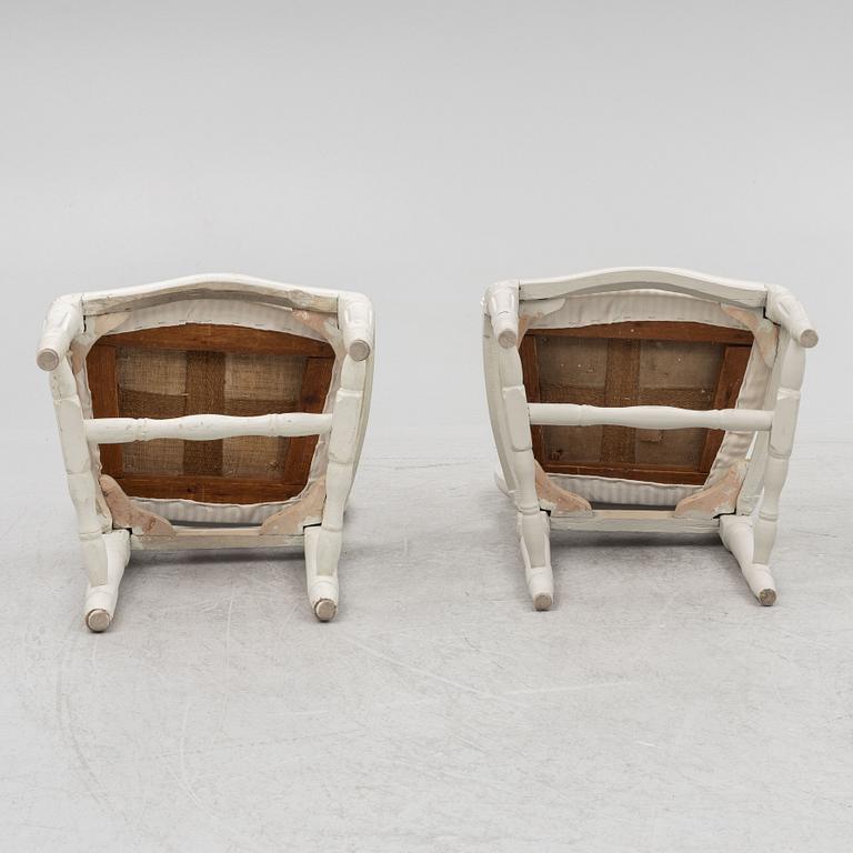 A pair of Gustavian chairs, late 18th century.