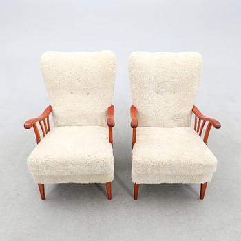 Armchairs, a pair of Swedish Modern, 1940s.