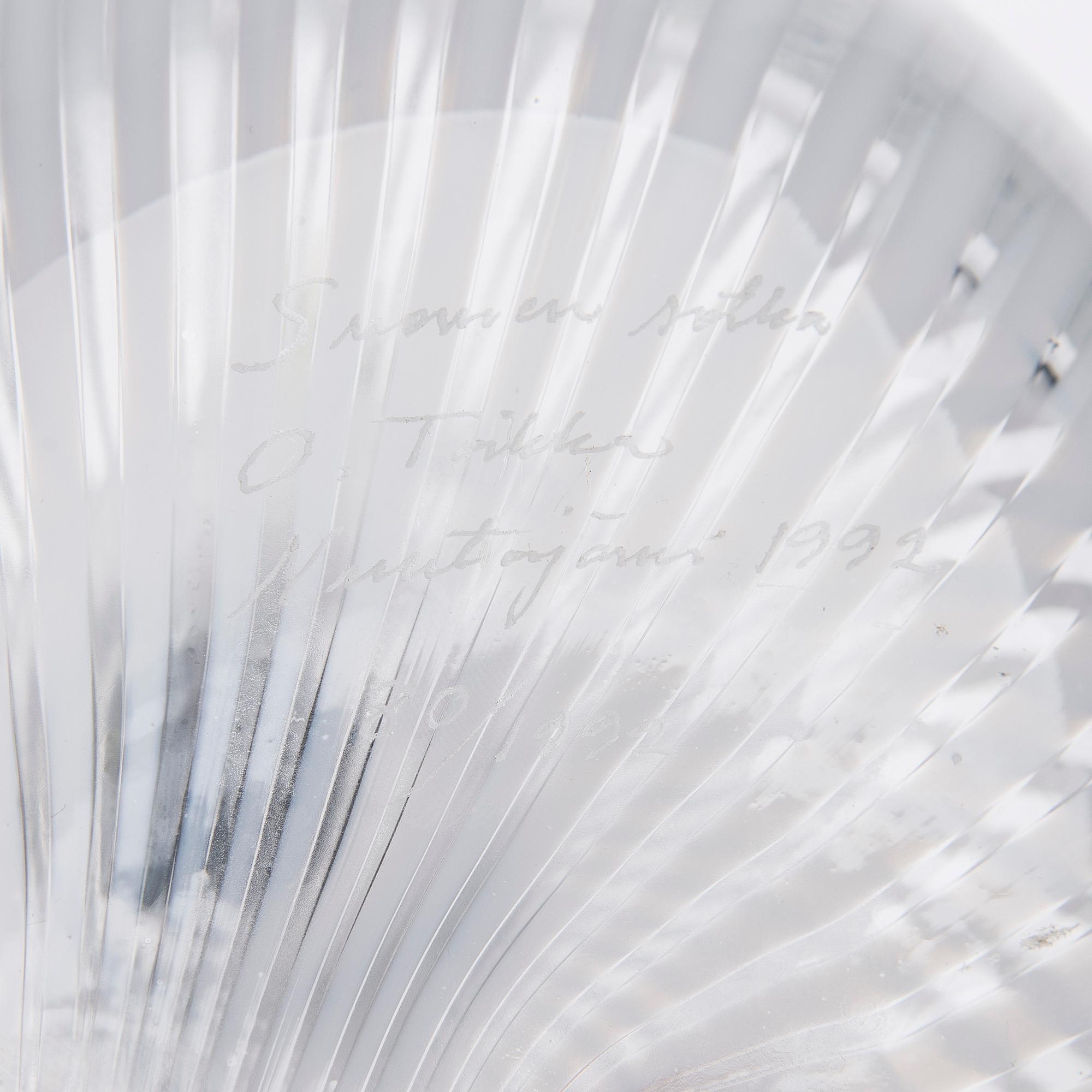 OIVA TOIKKA, FÅGEL, Suomen Sotka. Signerad  O.Toikka, Nuutajärvi 1992, 80/1992.