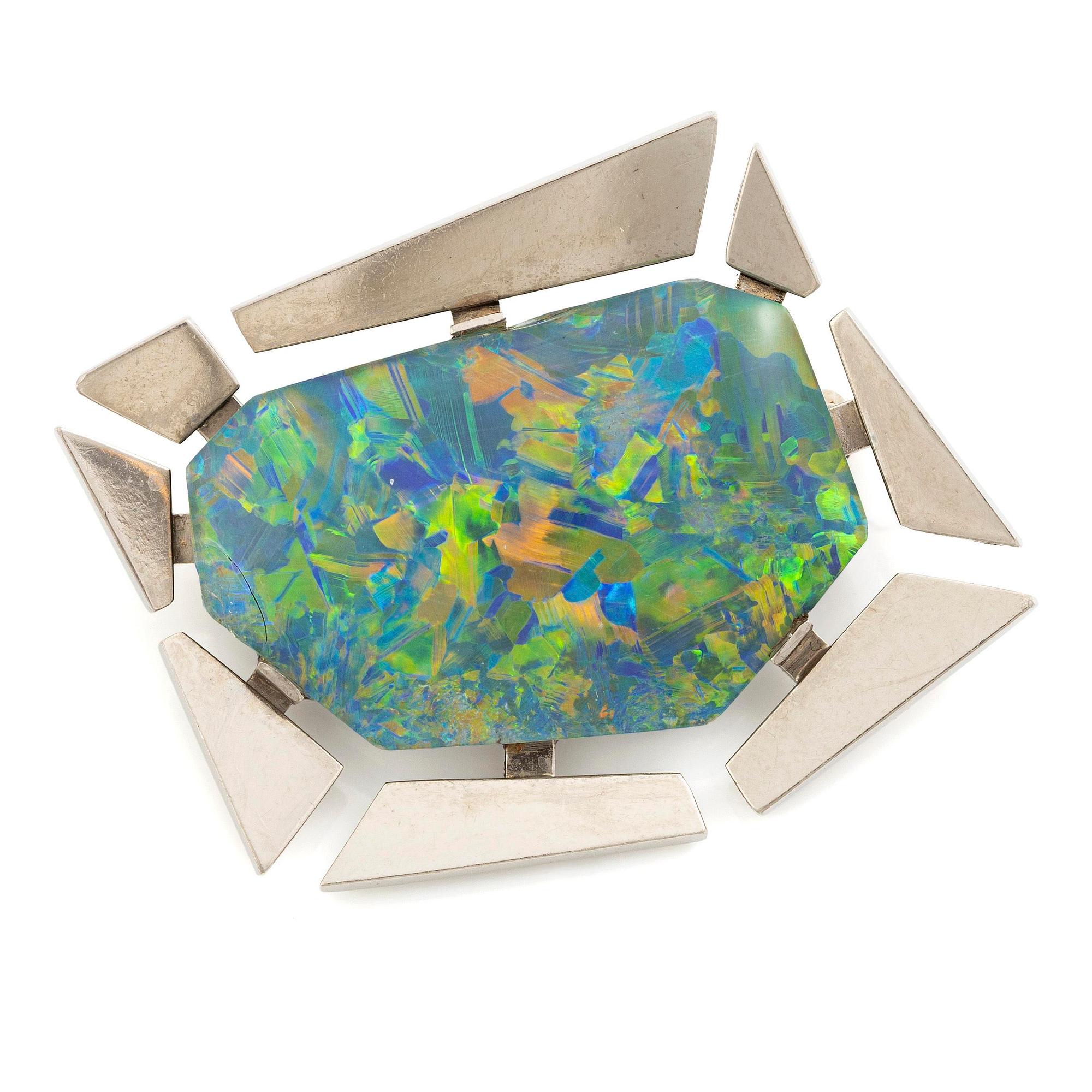 Rey Urban, a brooch, 18K white gold and opal, Stockholm 1975.