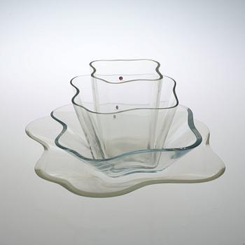 ALVAR AALTO, glasskulptur, 4 delar "Aaltoblomman", Iittala, Finland.