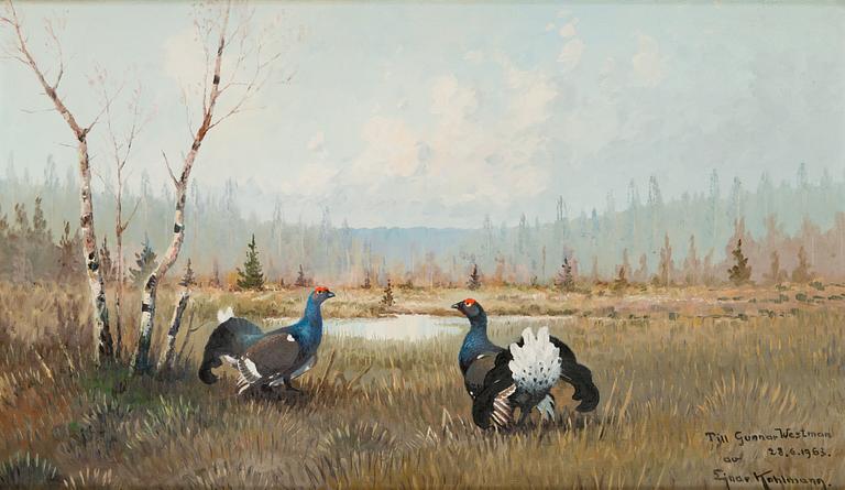Ejnar Kohlmann, oil on canvas, signed with dedication and dated 1963.