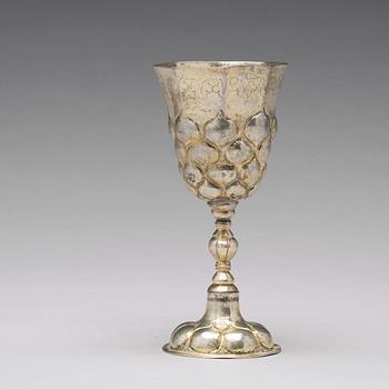 A German early 18th century silver-gilt grape-cup, mark of Carl Wilhelm Hartman, Breslau (1706-1729).