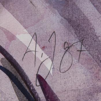ALVAR JANSSON, watercolor on paper, signed AJ and dated -87.