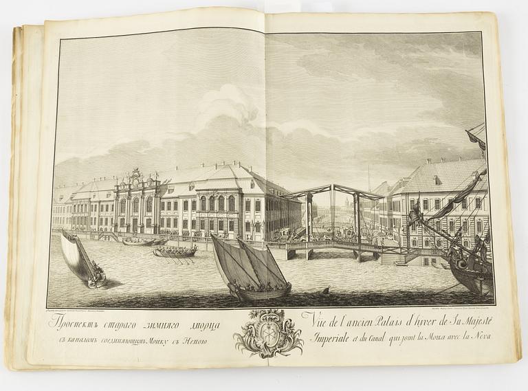 The rare Makhaev wall map of St. Petersburg, with other views and maps, 1753, 1741 and 1739.