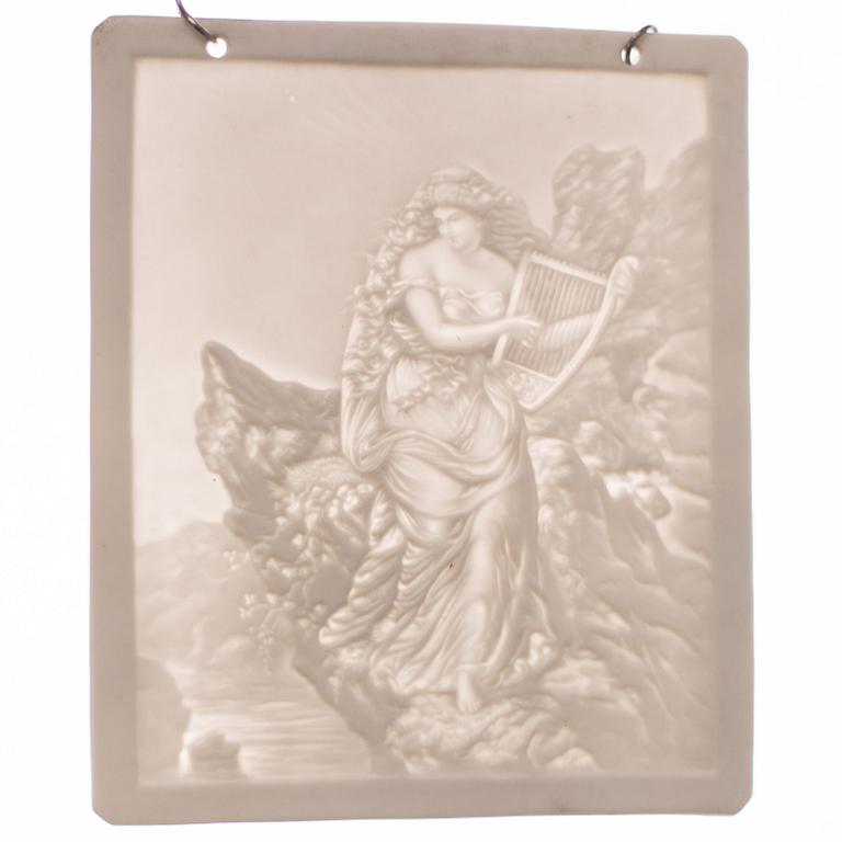 Four lithphane plaques, 19th century.