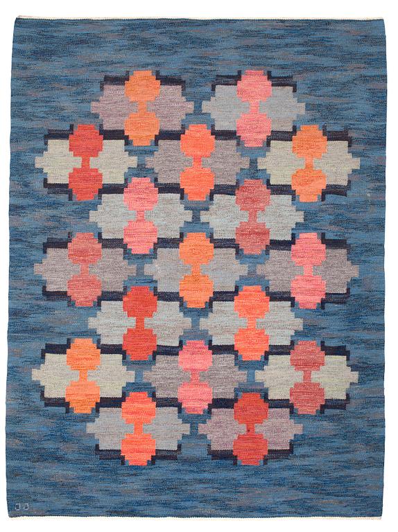 CARPET. ”Lyktor”. Flat weave. 255 x 190 cm. Signed JJ.