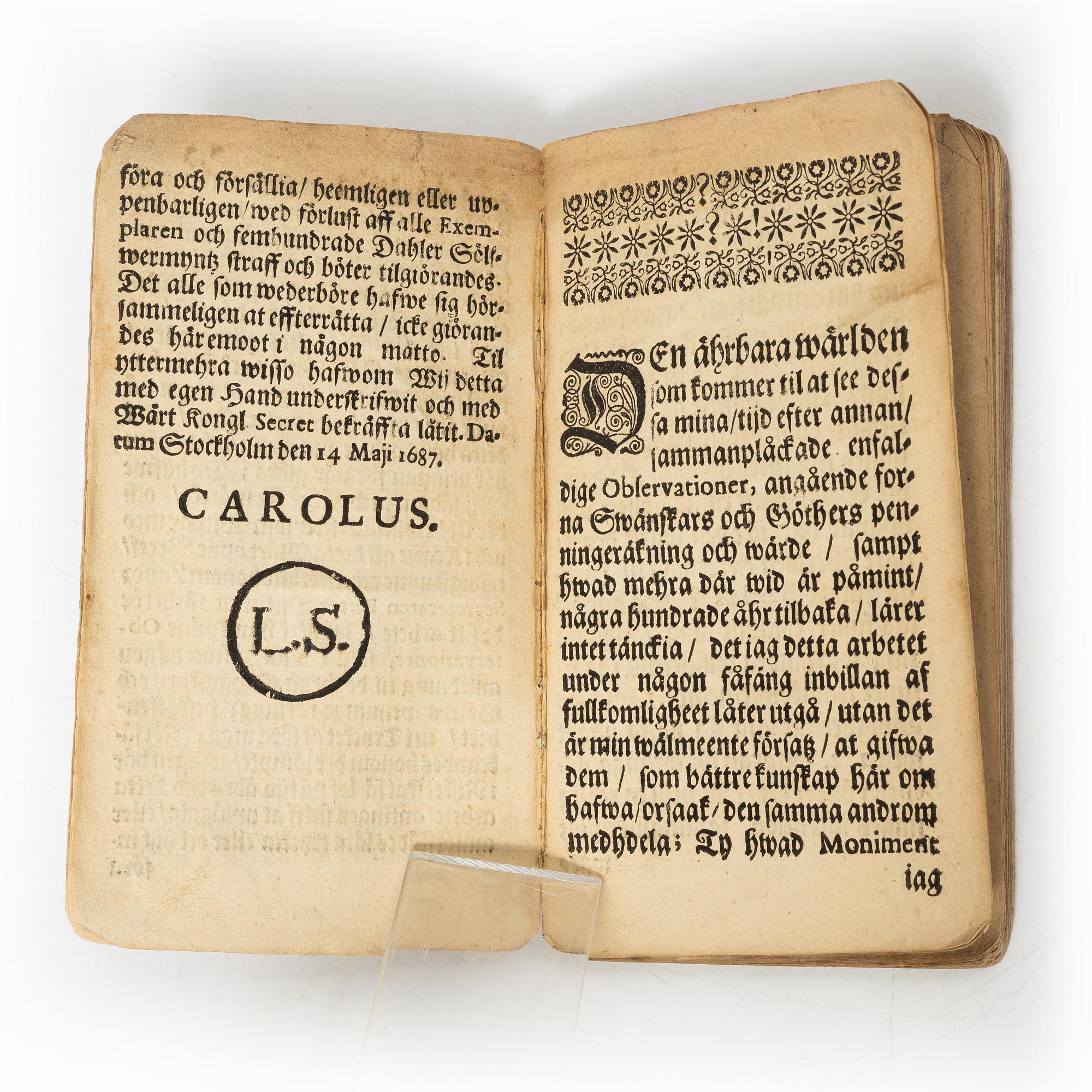 Om mynt, 1686.